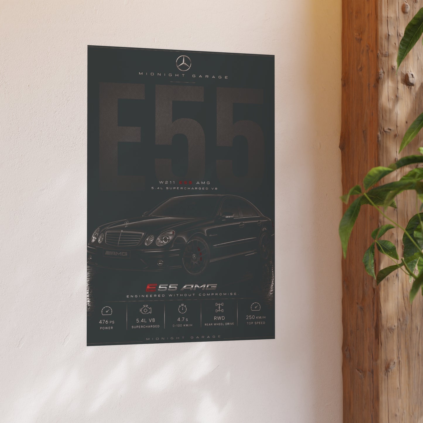 Mercedes-AMG E55 Poster — Midnight Garage Edition