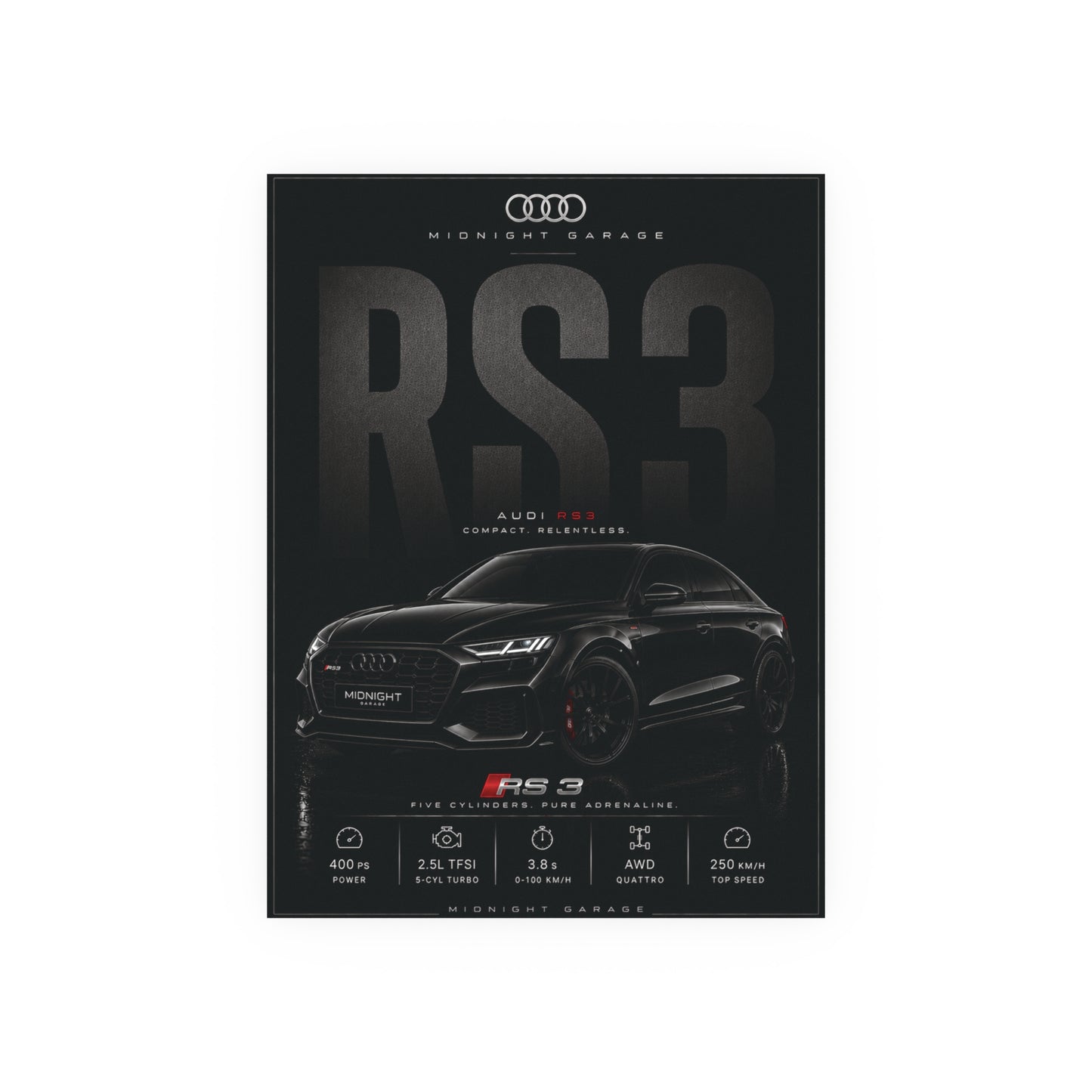 Audi RS3 Poster — Midnight Garage Edition