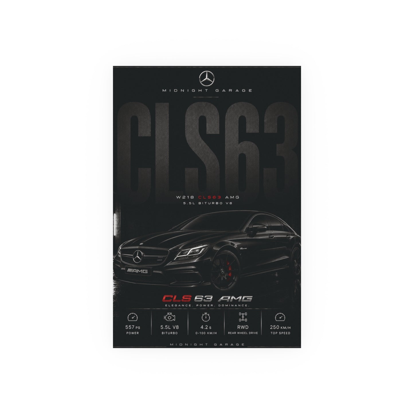 Mercedes-AMG W218 CLS63 Poster — Midnight Garage Edition