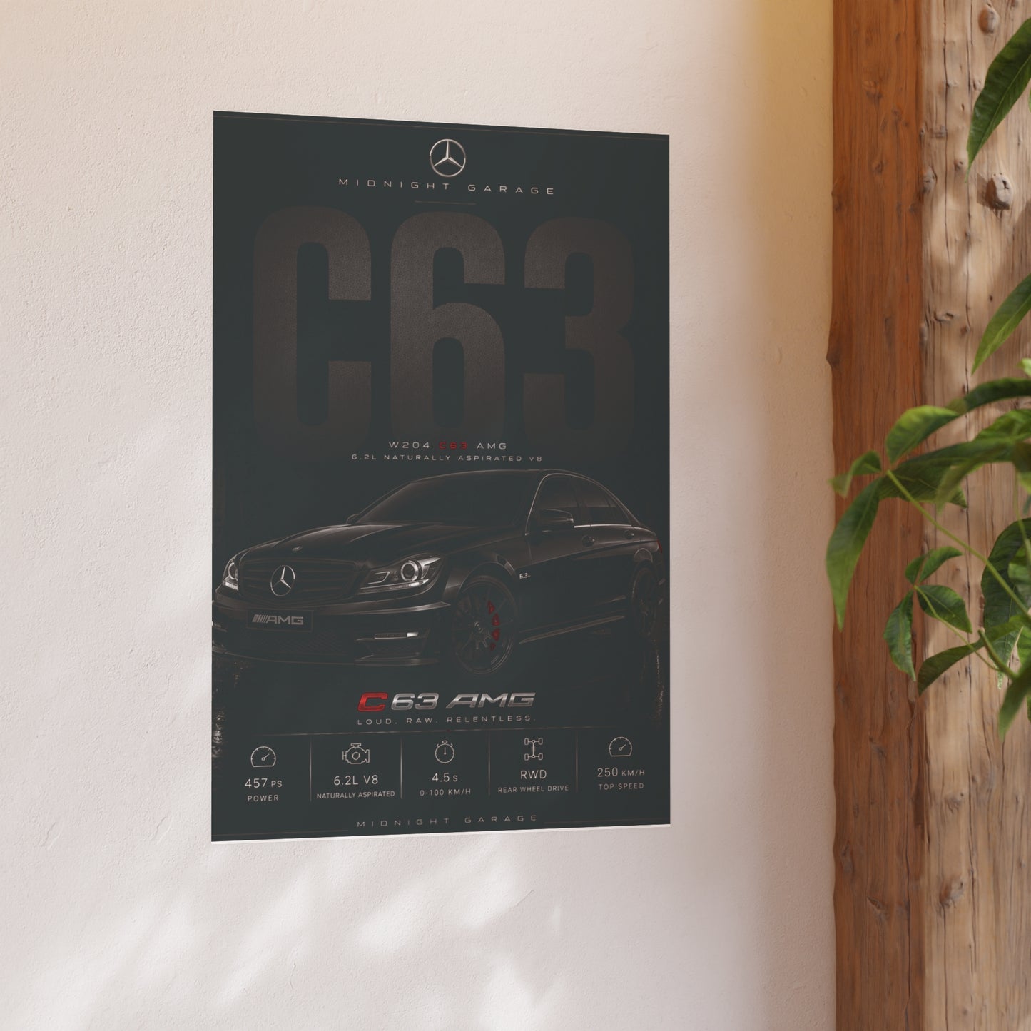 Mercedes-AMG W204 C63 Poster — Midnight Garage Edition