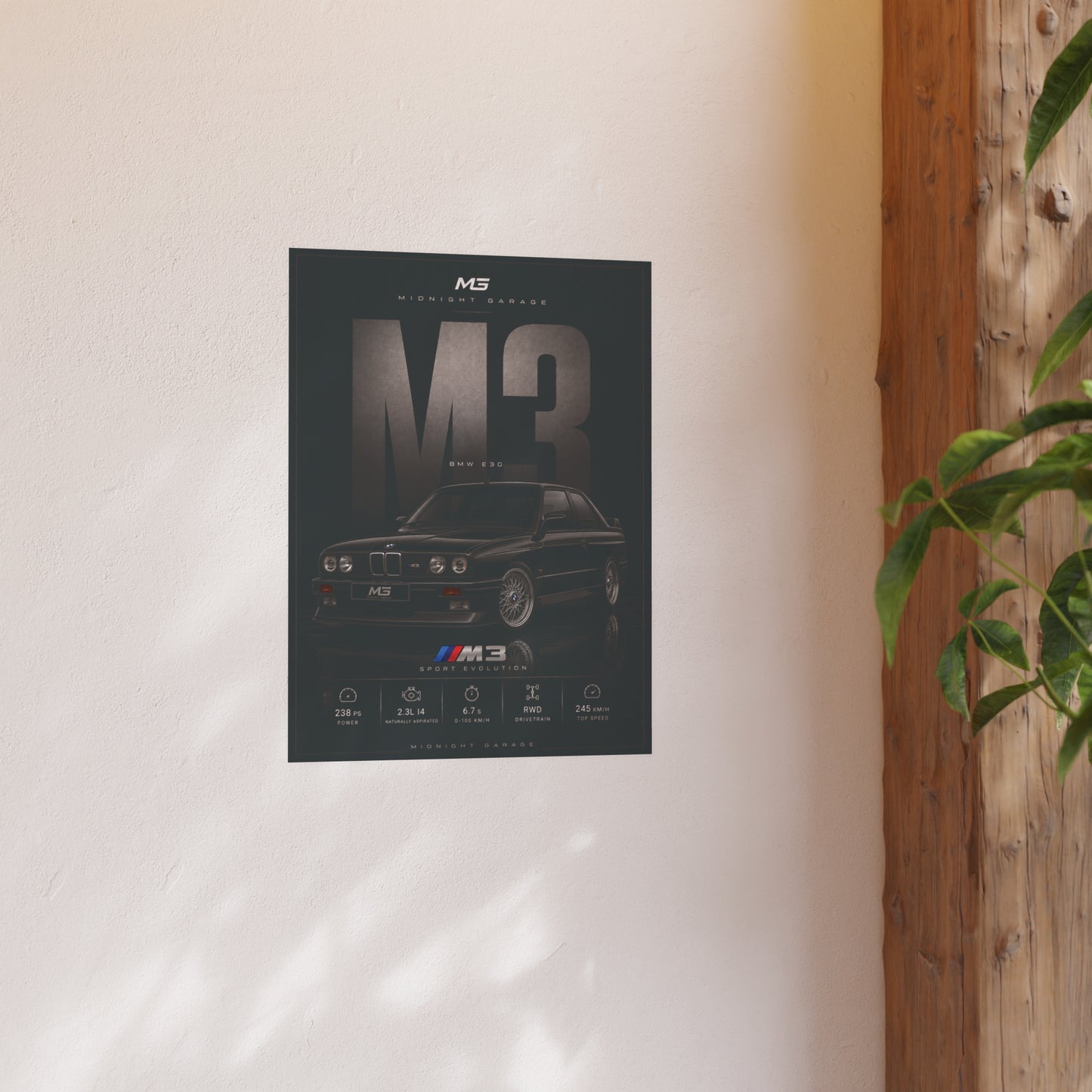 BMW E30 M3 Poster — Midnight Garage Edition