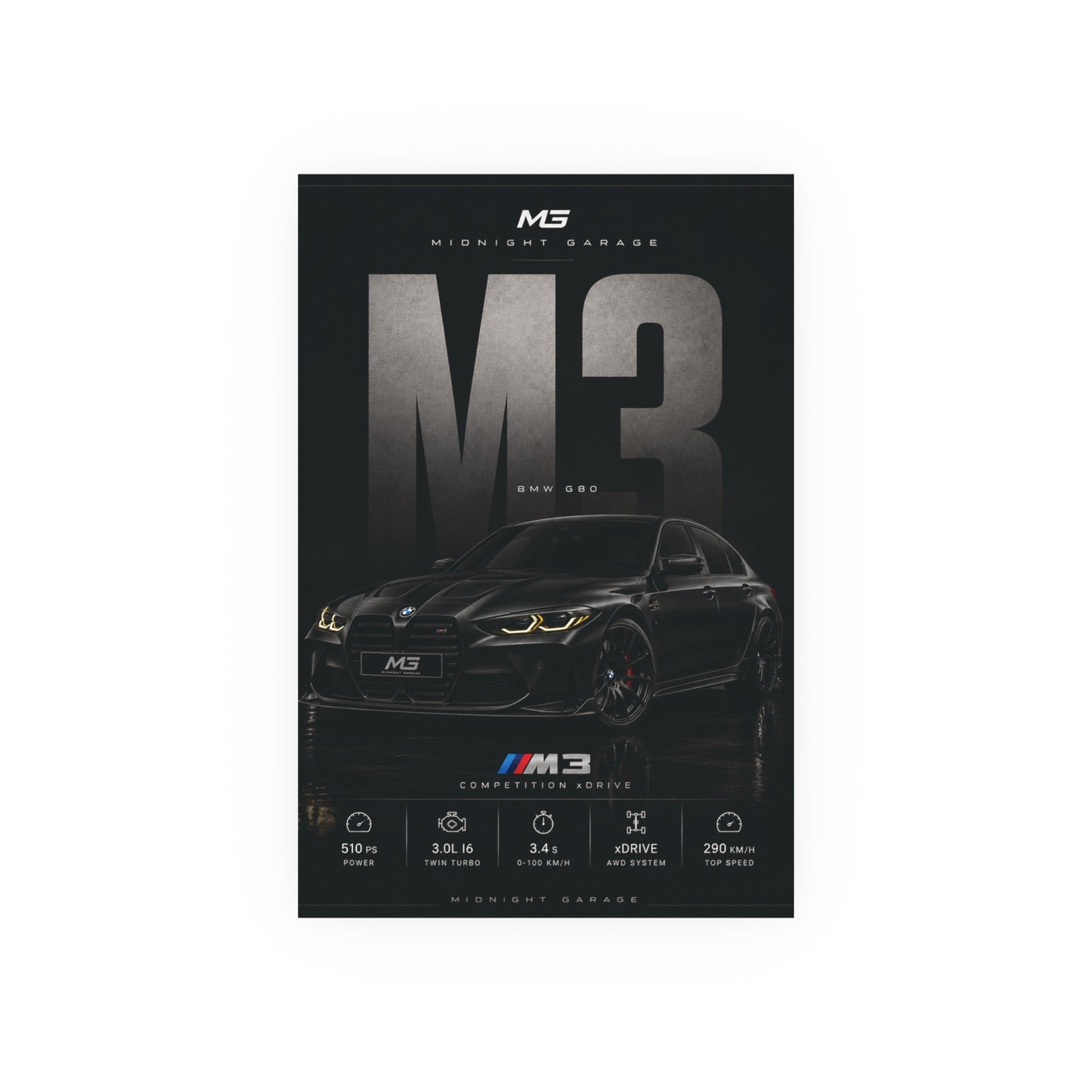 BMW G80 M3 Poster — Midnight Garage Edition