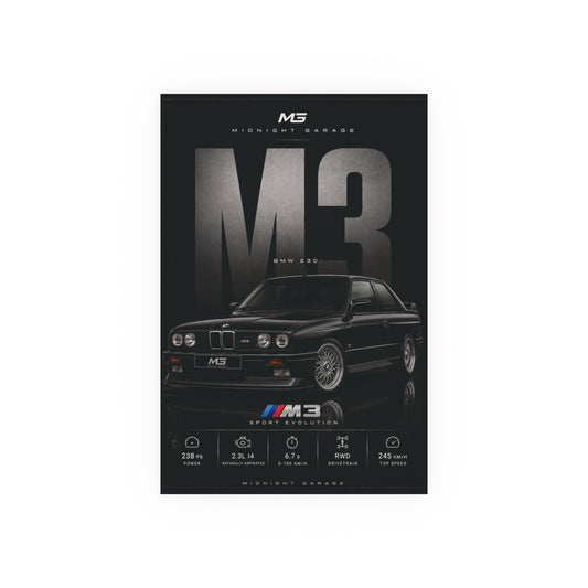 BMW E30 M3 Poster — Midnight Garage Edition