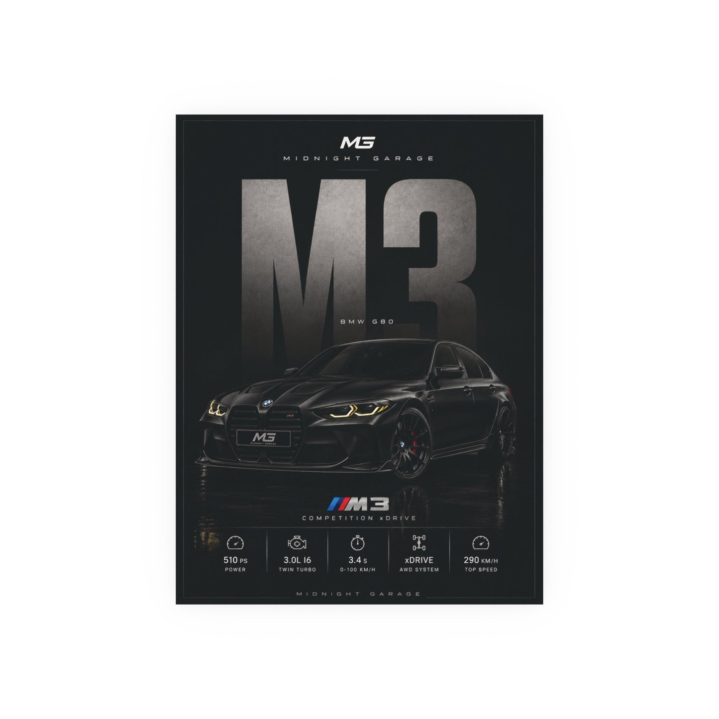BMW G80 M3 Poster — Midnight Garage Edition