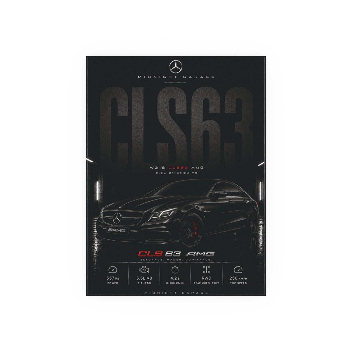 Mercedes-AMG W218 CLS63 Poster — Midnight Garage Edition