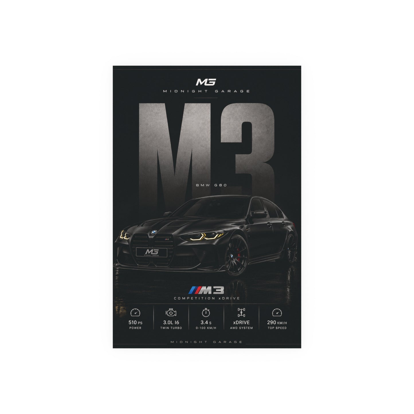 BMW G80 M3 Poster — Midnight Garage Edition