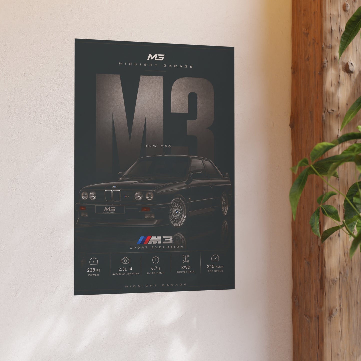 BMW E30 M3 Poster — Midnight Garage Edition