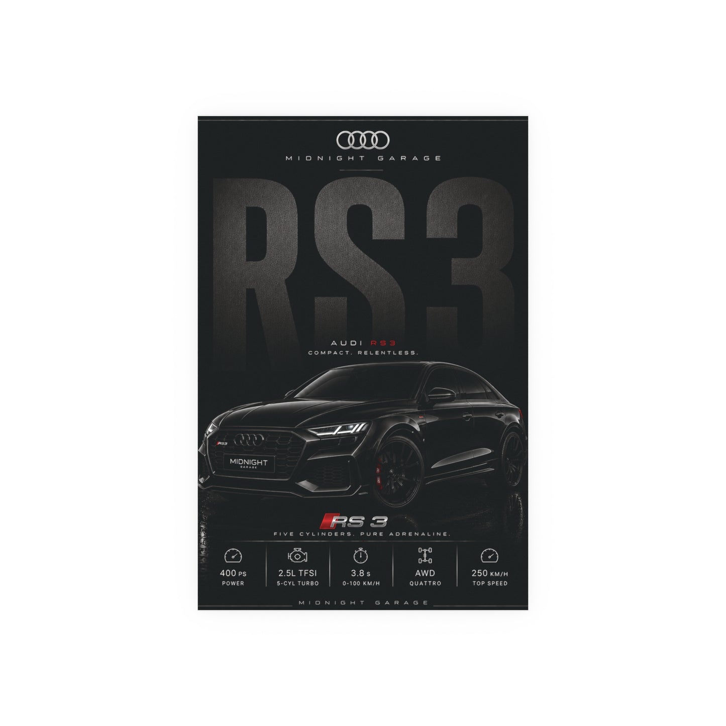 Audi RS3 Poster — Midnight Garage Edition
