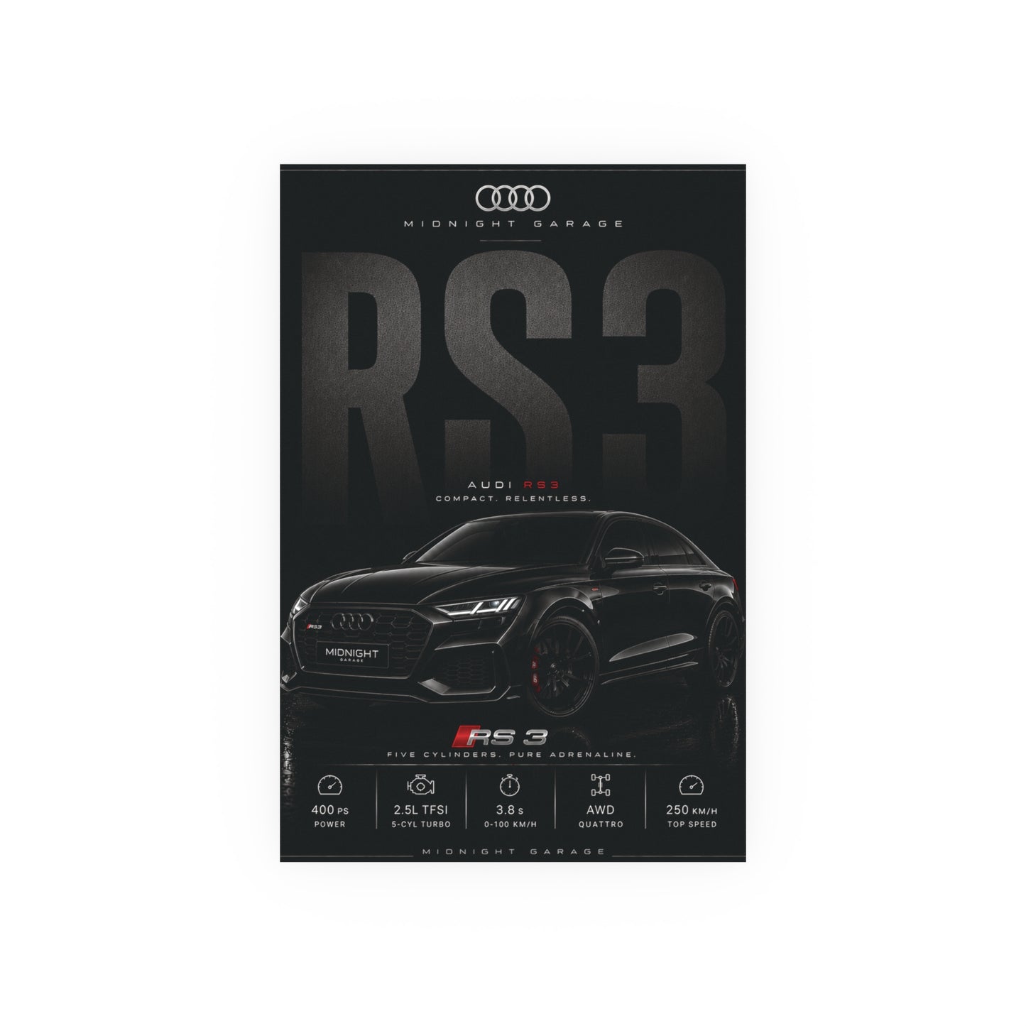 Audi RS3 Poster — Midnight Garage Edition