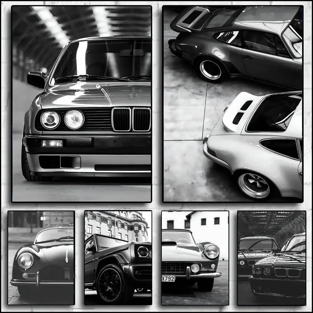 Black & White Car Poster – Minimal Edition