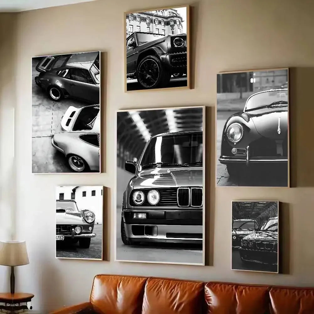 Black & White Car Poster – Minimal Edition