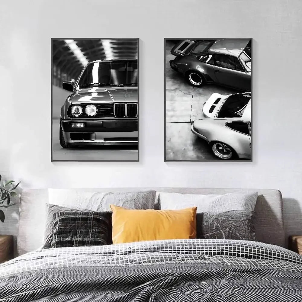 Black & White Car Poster – Minimal Edition